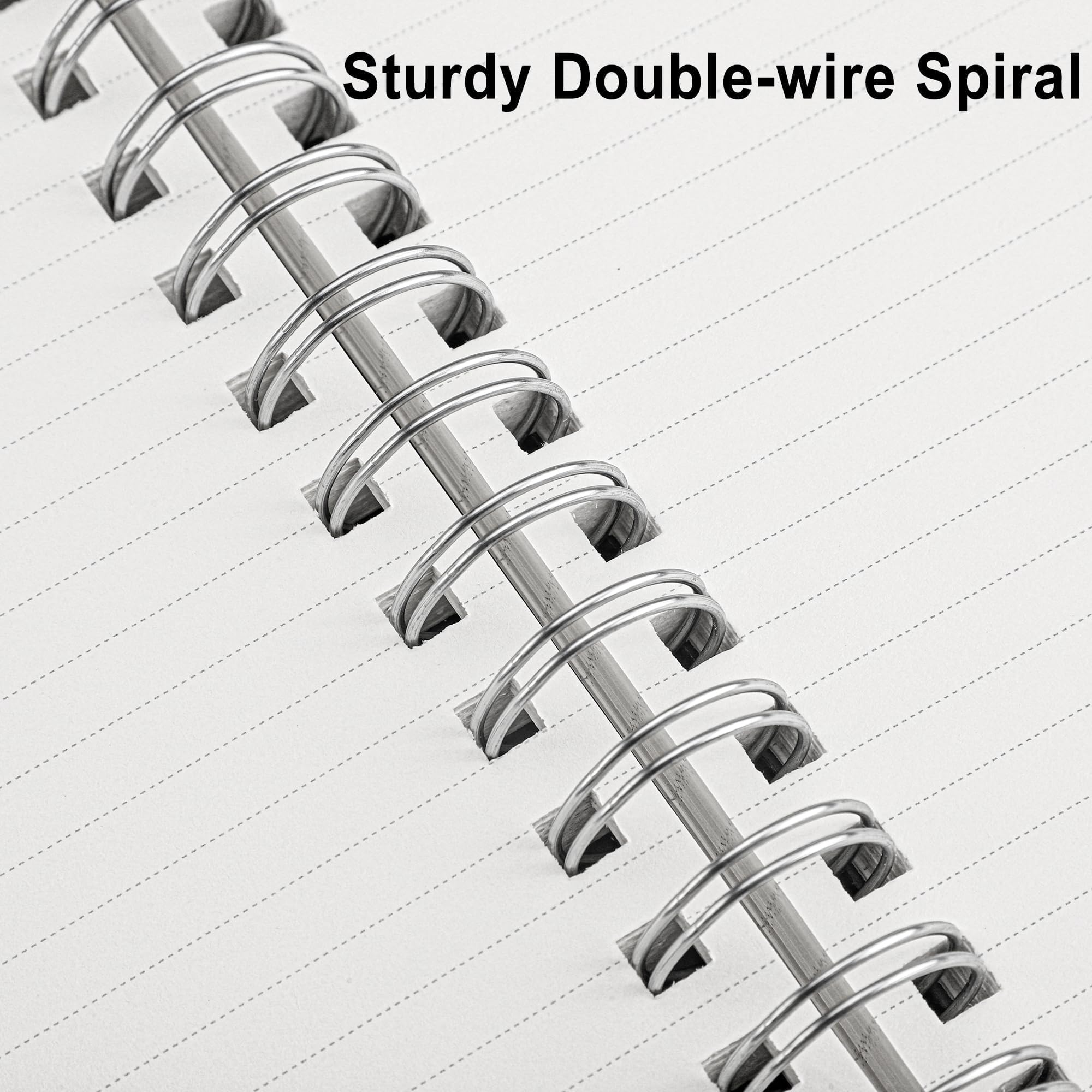 RETTACY Spiral College-Notizbuch, liniert, 300 Seiten, A5, mittlere Größe (14,5 x 20,8 cm), für Schule, Arbeit, Schreiben, Journaling, 100 g/m² dickes Papier, flexibler Kunststoffeinband (schwarz)