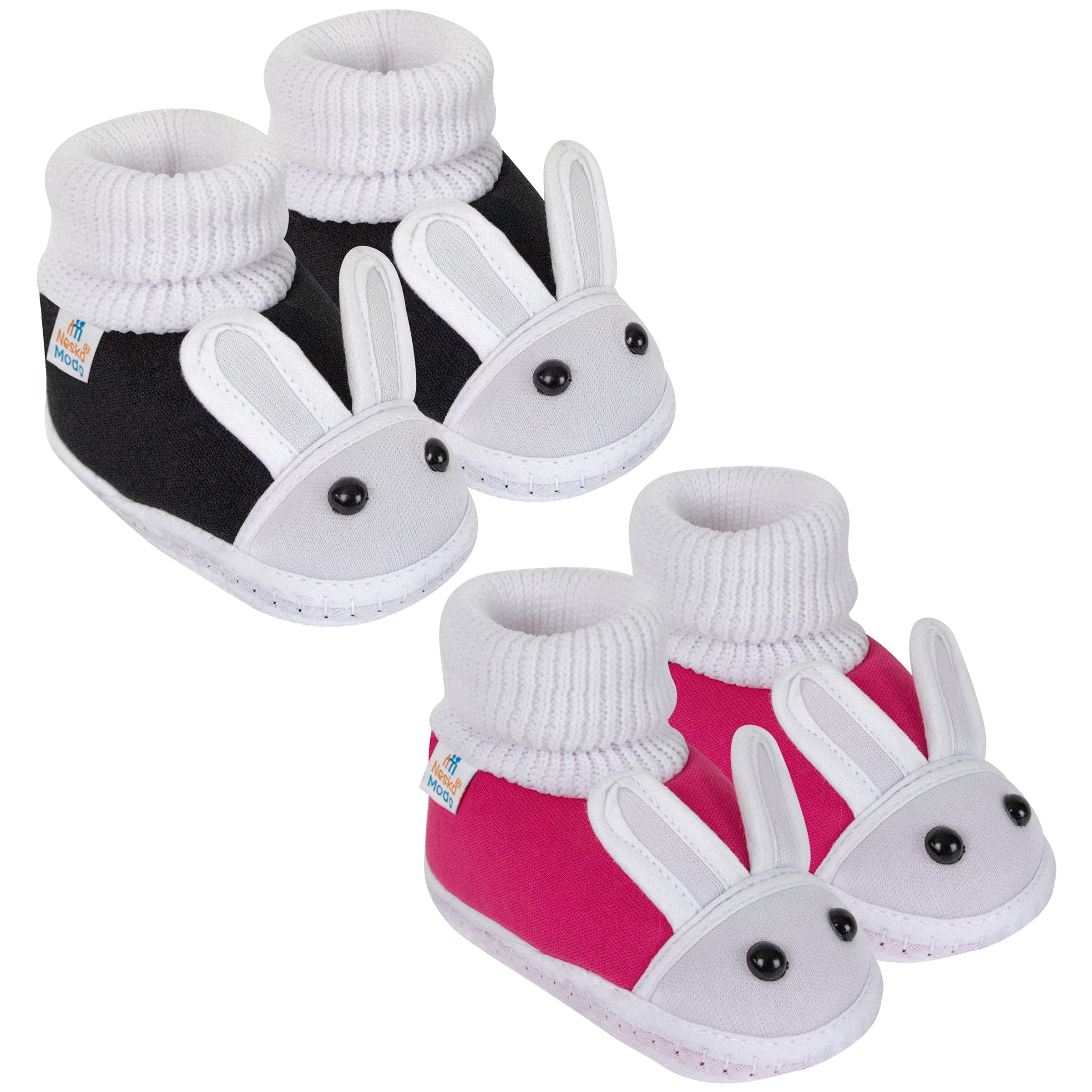 Baby Boys and Girls Pack Of 2 Pair Pink and Black Baby Booties for 0 to 6 Months-image-17