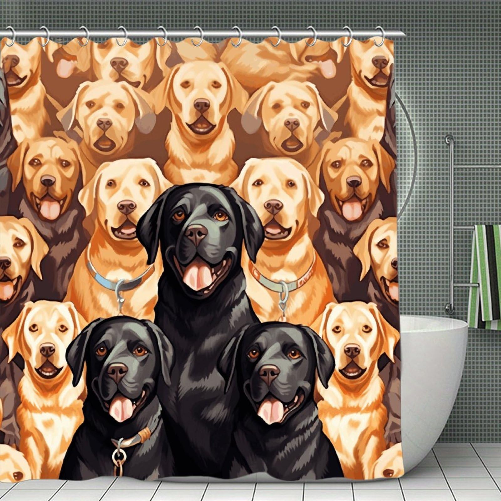 VstaDank Labrador Retriever Dogs Shower Curtain Waterproof Bathroom Curtain with Hooks Luxury Weighted Bath Curtains for Bathtubs Showers Room Dividers Decorative Shower Curtains 71x71 in