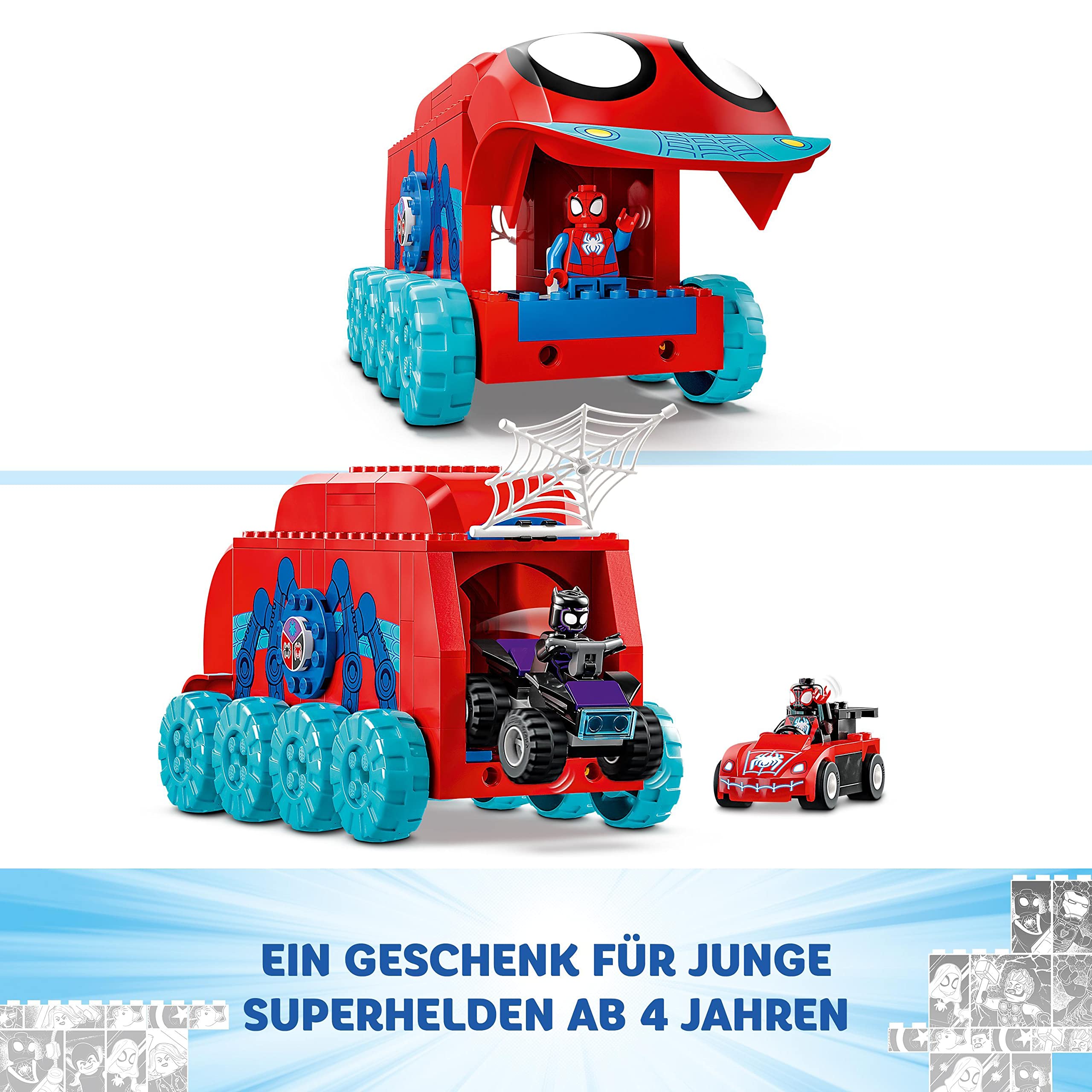 LEGO 10791 Marvel Spideys Team-Truck, Spielzeug für Kinder ab 4 Jahren mit Miles Morales und Black Panther Minifiguren, Spidey und Seine Super-Freunde