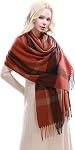 RIIQIICHY Scarf for Women Fall Winter Scarf and Wraps Big Grid Warm Shawl for Cold Weather