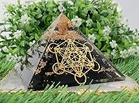 Vista 3 de Pirámide de orgón grande de piedras de shungita Cristal de pirámide de shungita Pirámide de orgonita cubo de metatrón Pirámides de órgano