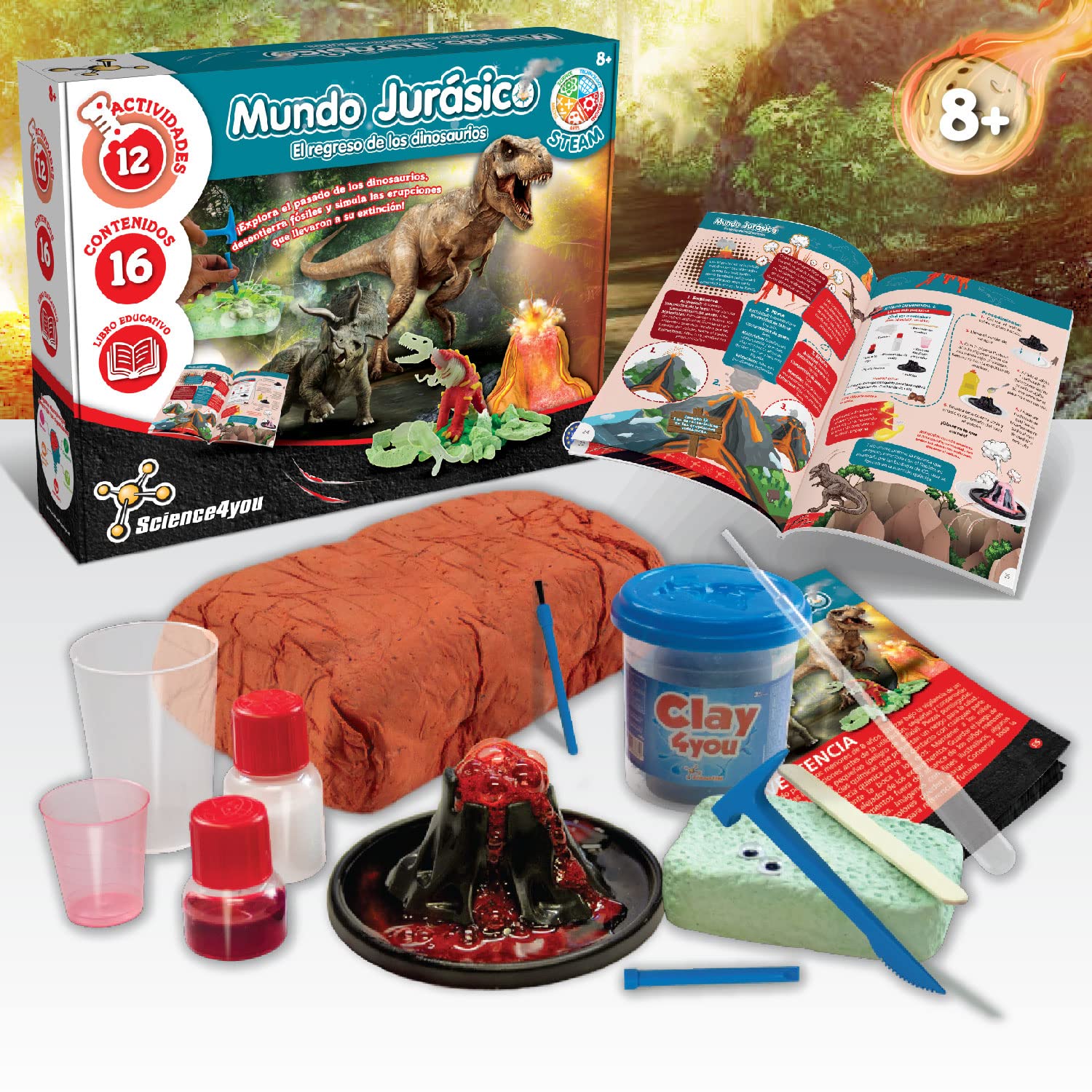 Science4you Mundo Jurásico – Kit De Paleontología Con 12 Experimentos Y Excavación De Fósiles – Edad 8+