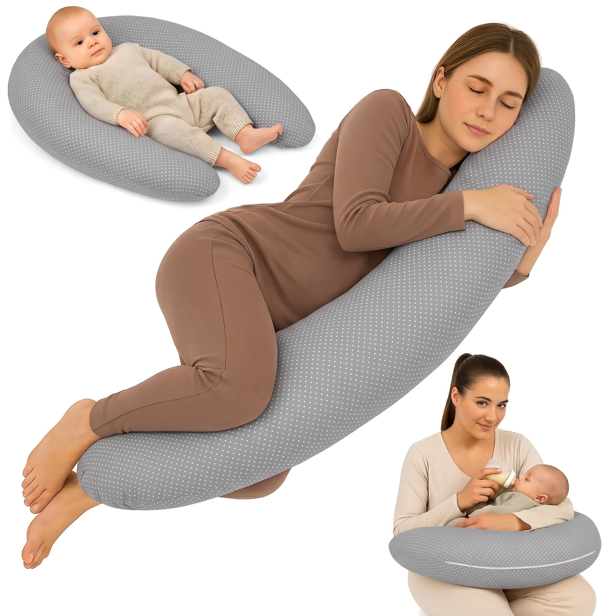 Coussin de grossesse et allaitement 190 cm – oreiller maternité en forme de C, Oeko-Tex soutien pour dormir