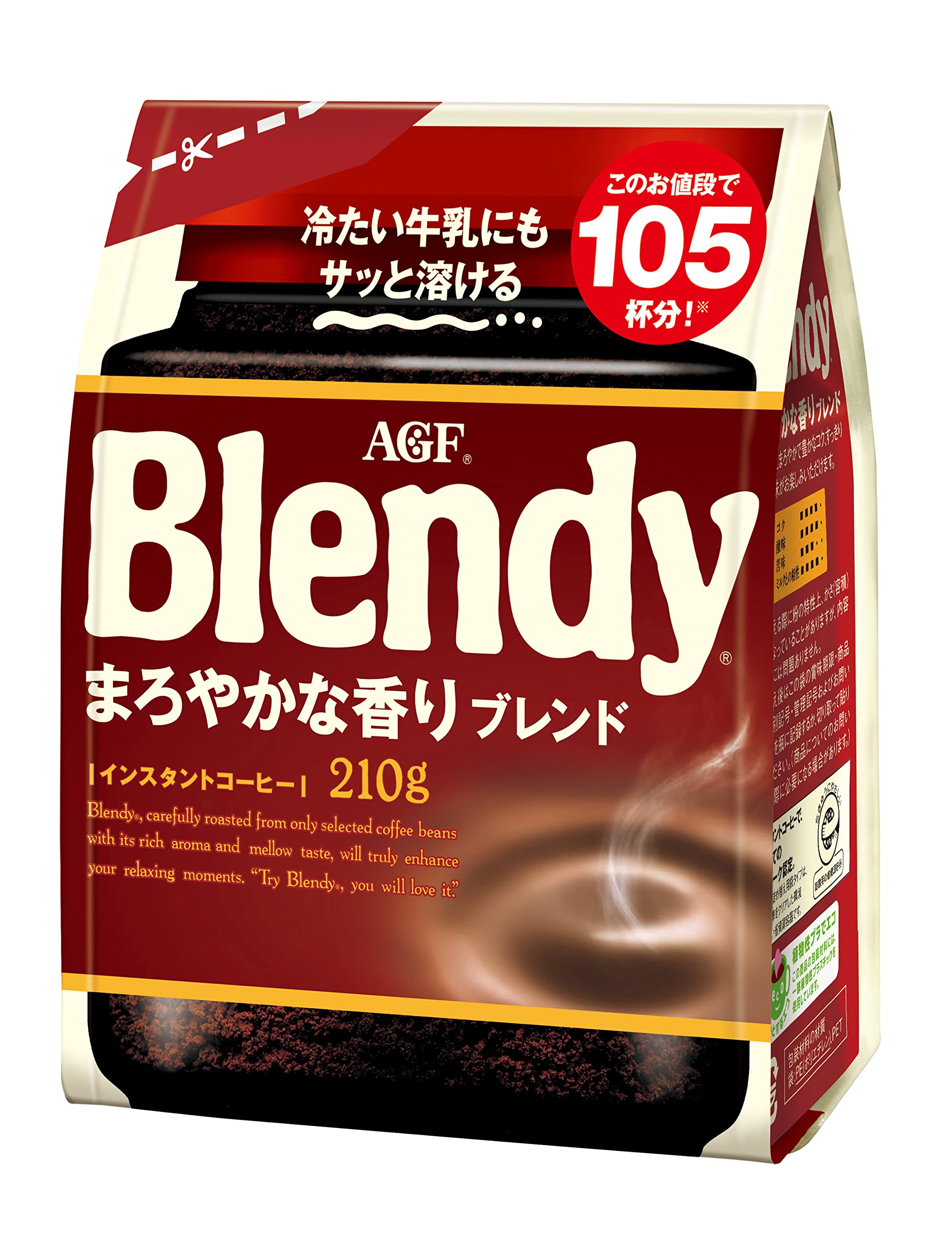 AGF Blendy [Refill] Mellow Aroma Blend Bag 210g [Instant Coffee] [Large]