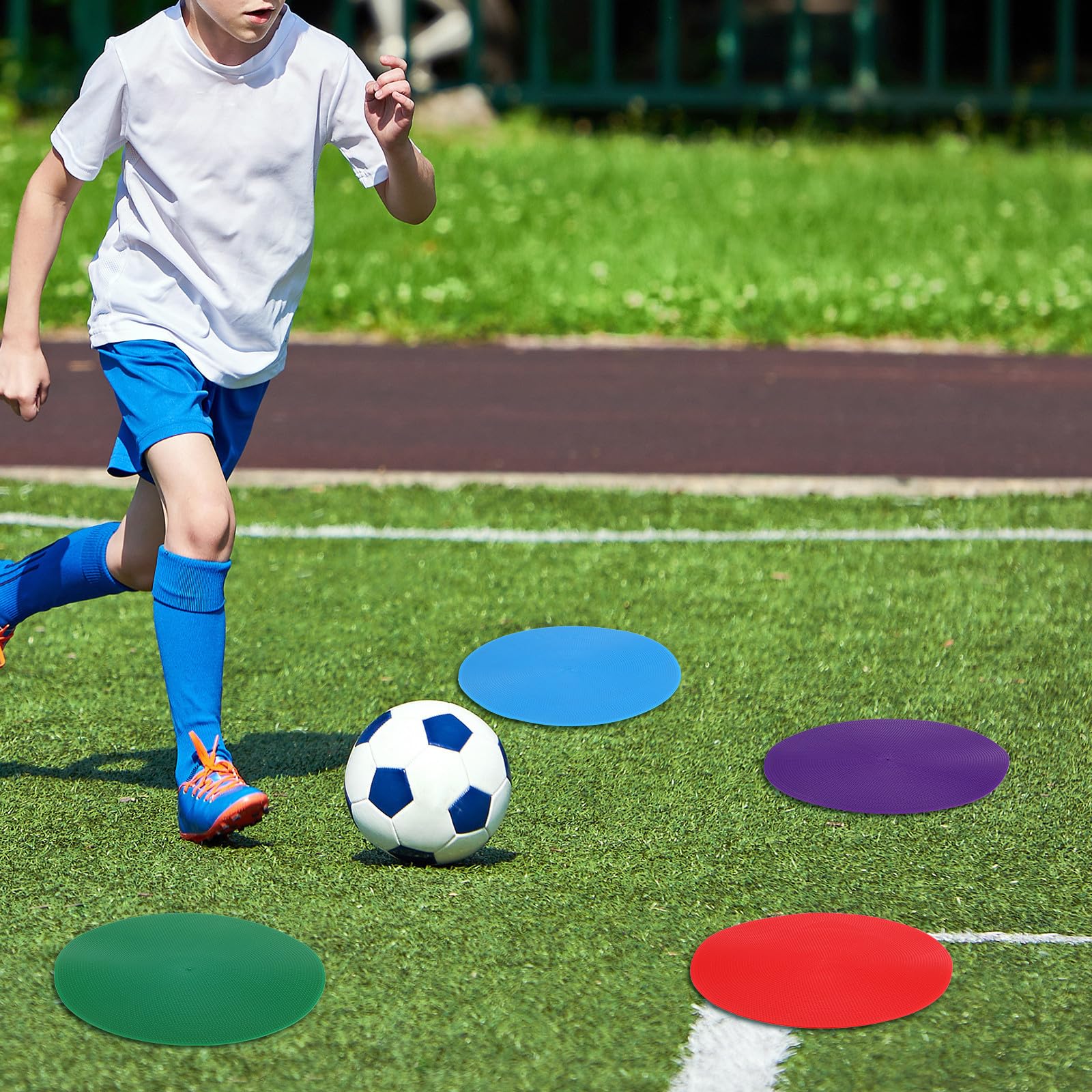 COHEALI 18 Farbige Kunststoff Spielfeldmarkierungsscheiben für Fußballtraining Verschleißfest und Flexibel für Sporttraining und Unterrichtsaktivitäten