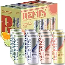 Remix Non-Alcoholic Drinks & Mocktails - Alcohol Replacement Beverage with All-Natural Flavors, Real Juice & Electrolytes - Low Sugar & Calorie Non-Alcoholic Spirits (12 Pack, Tropical Variety)