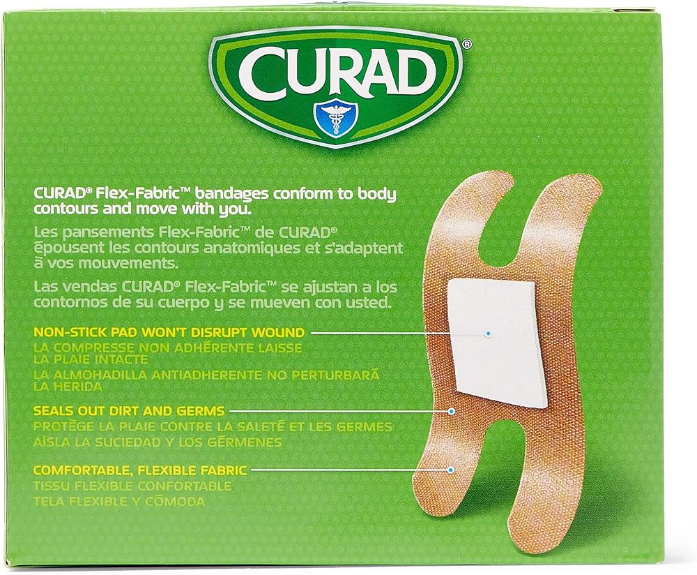 CURAD Flex-Fabric Adhesive Bandages, Knucle, 100 Ct, 1 BOX