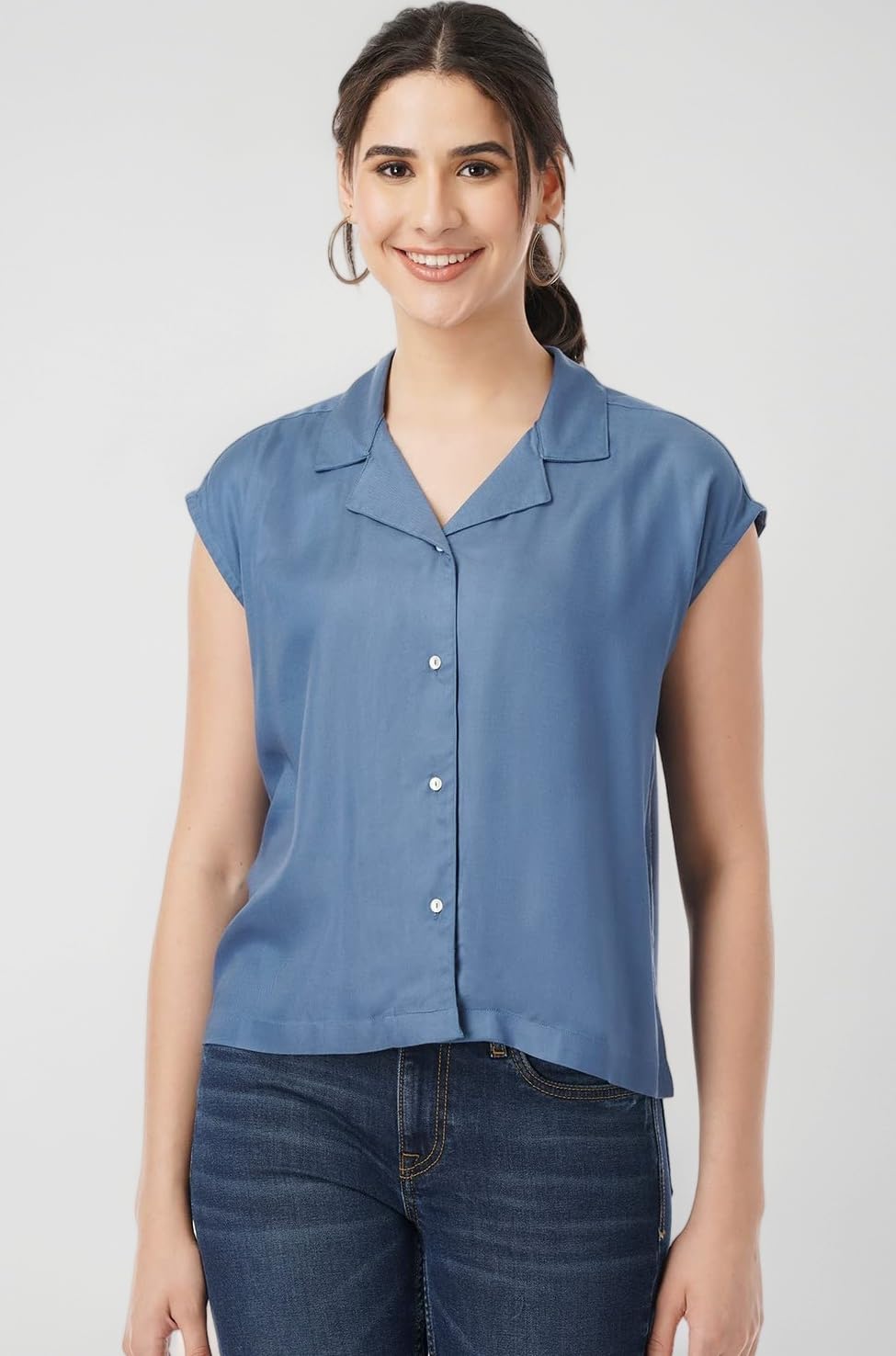 Women's Casual Fashion Regular Fit Top with Resort Collar Neck