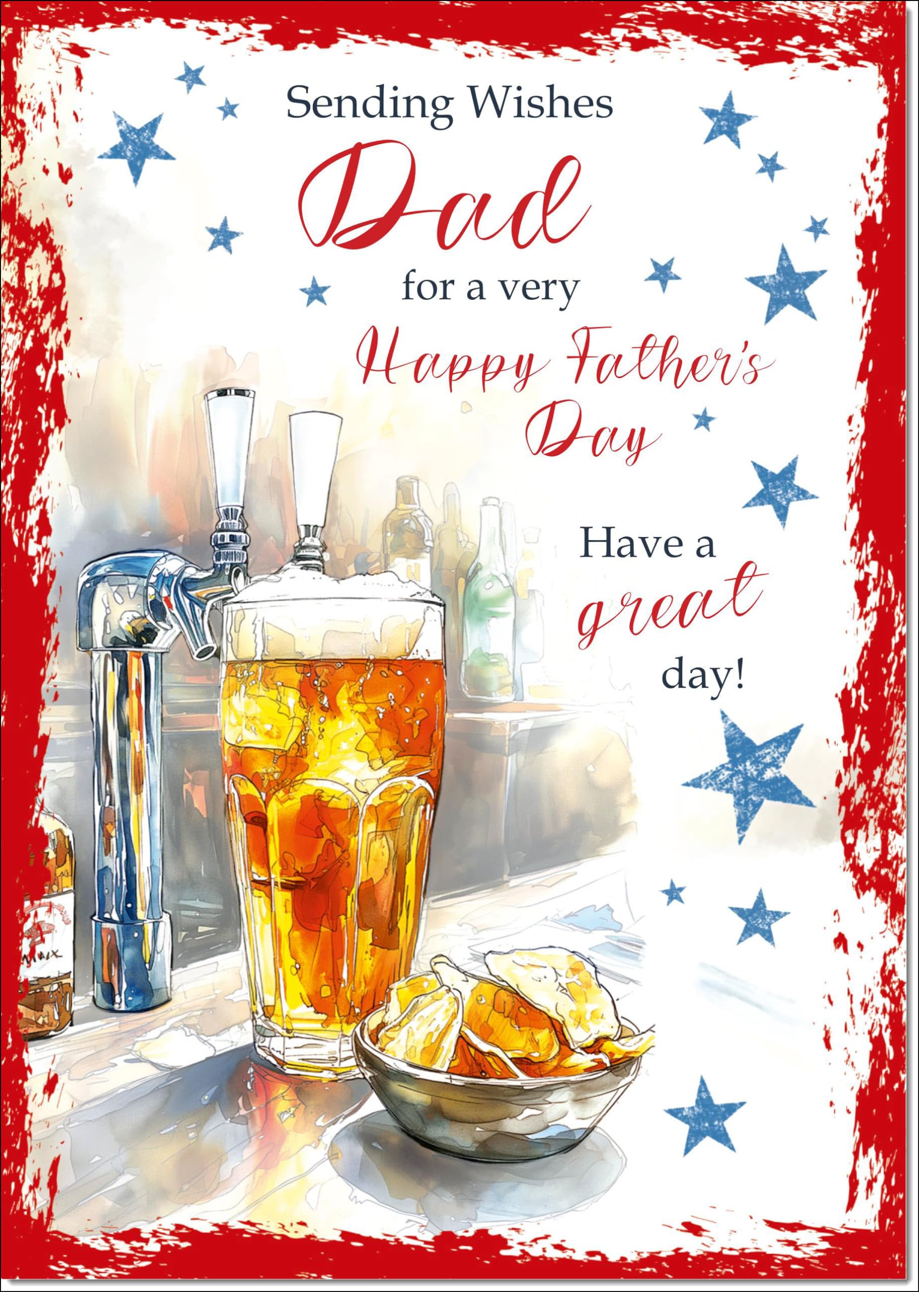 doodlecards Dad Fathers Day Card Beer and Crisps Large A4 Size with Plain Envelope