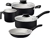 Jogo de Panelas Tramontina Linz em Aluminio com Revestimento Interno e Externo em Antiaderente Starflon Max Preto 04 Peças