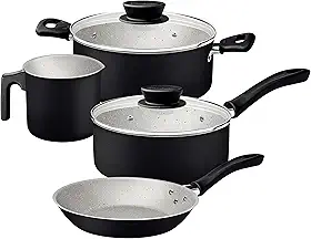 Jogo de Panelas Tramontina Linz em Aluminio com Revestimento Interno e Externo em Antiaderente Starflon Max Preto 04 Peças