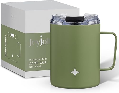 Vista 31 de JoyJolt Vaso de triple aislamiento con asa. Vaso de 12 onzas con tapa. Sellado al vacío, forrado de cobre, vasos de acero inoxidable de doble pared.