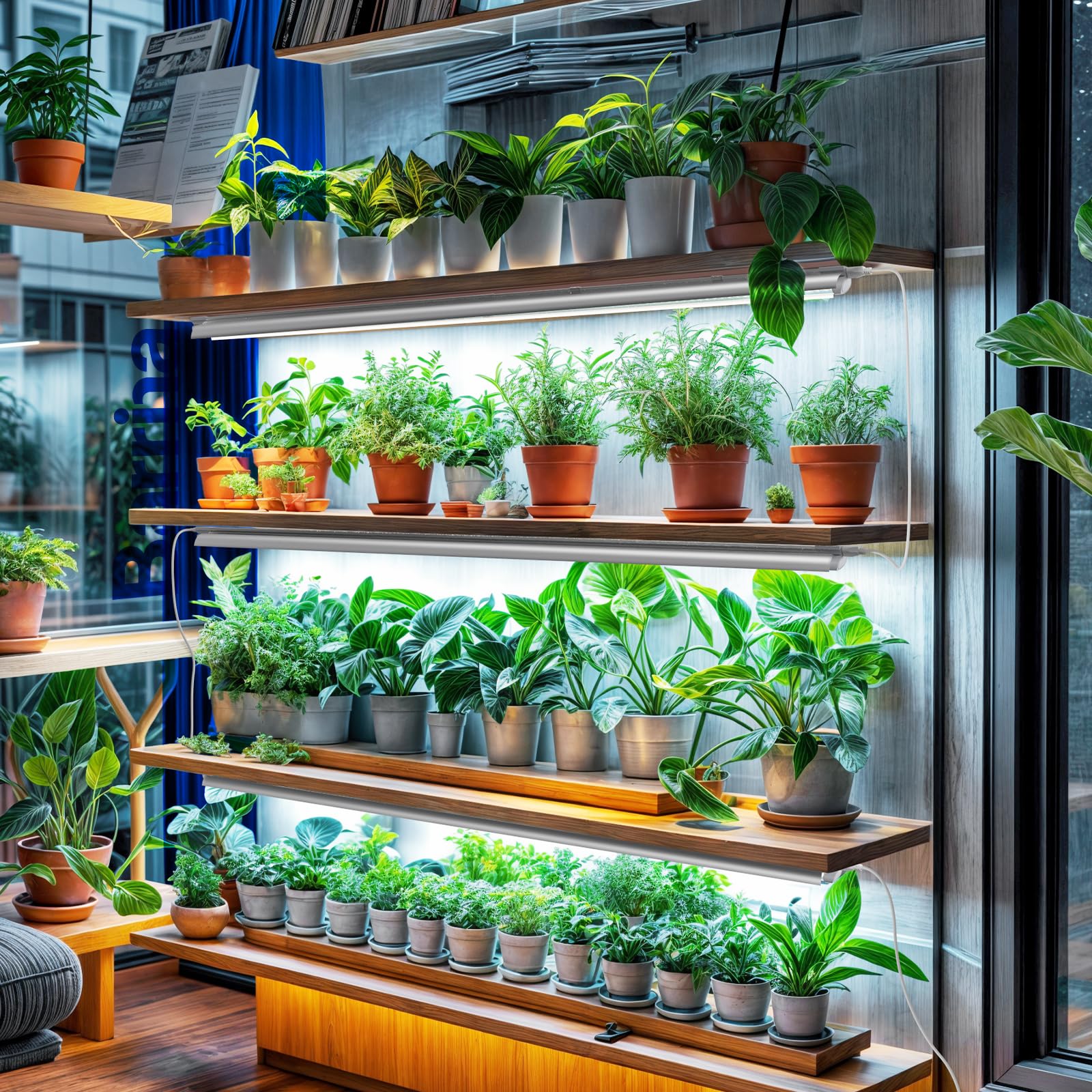 Barrina T8 Lámpara para plantas, 168 W (4 x 42 W), 5000 K, espectro completo, 119 cm, 4 unidades | Luz de crecimiento LED, luz vegetal en forma de V, 4 pies concatenables luces para plantas de interior, PPFD alto