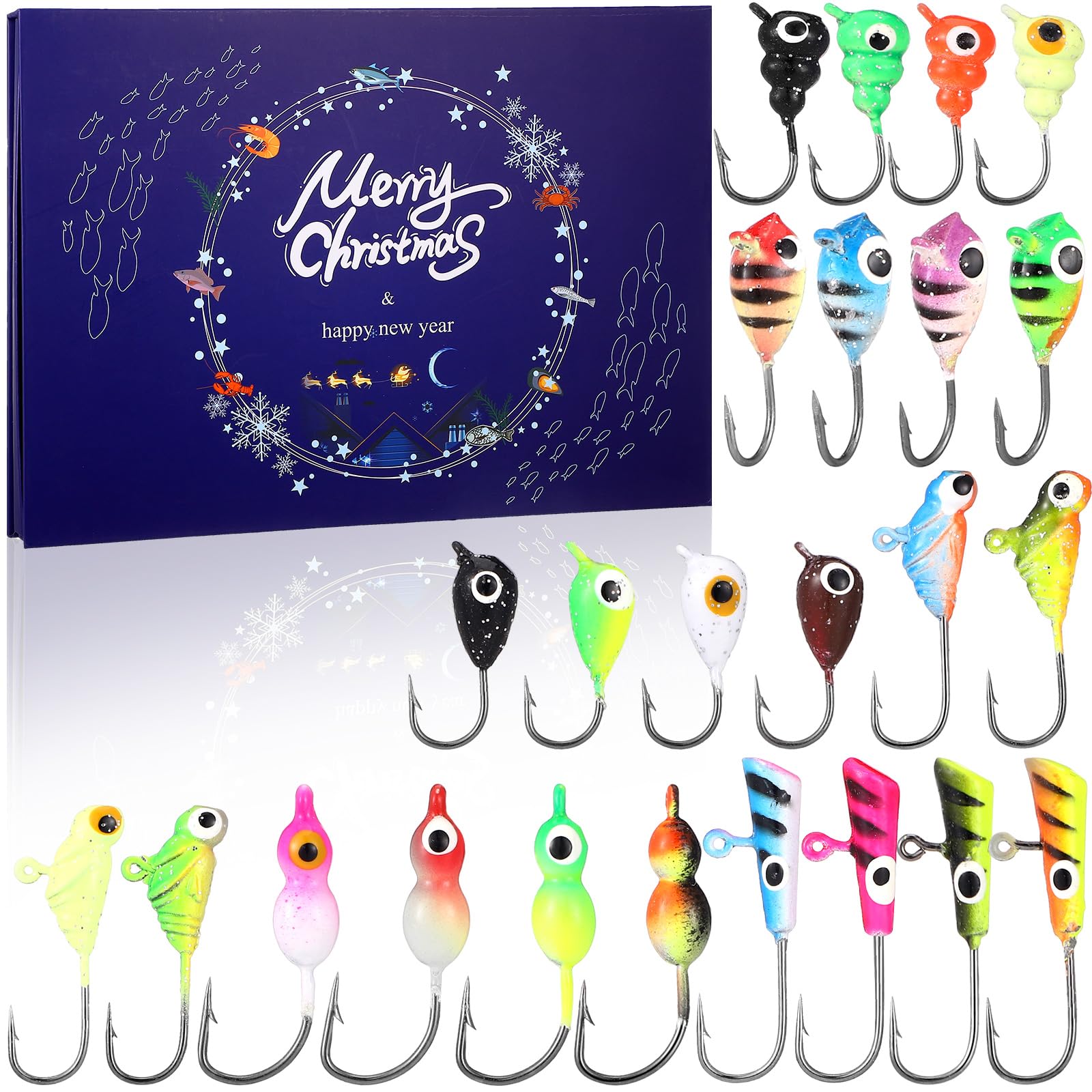 Hollowfly 24 Ice Fishing Lures Kit for Men 2026 Christmas Fishing Lures Set for Ice Fisher Adult Men Father Blind Box Surprise Gift : Home & Kitchen
