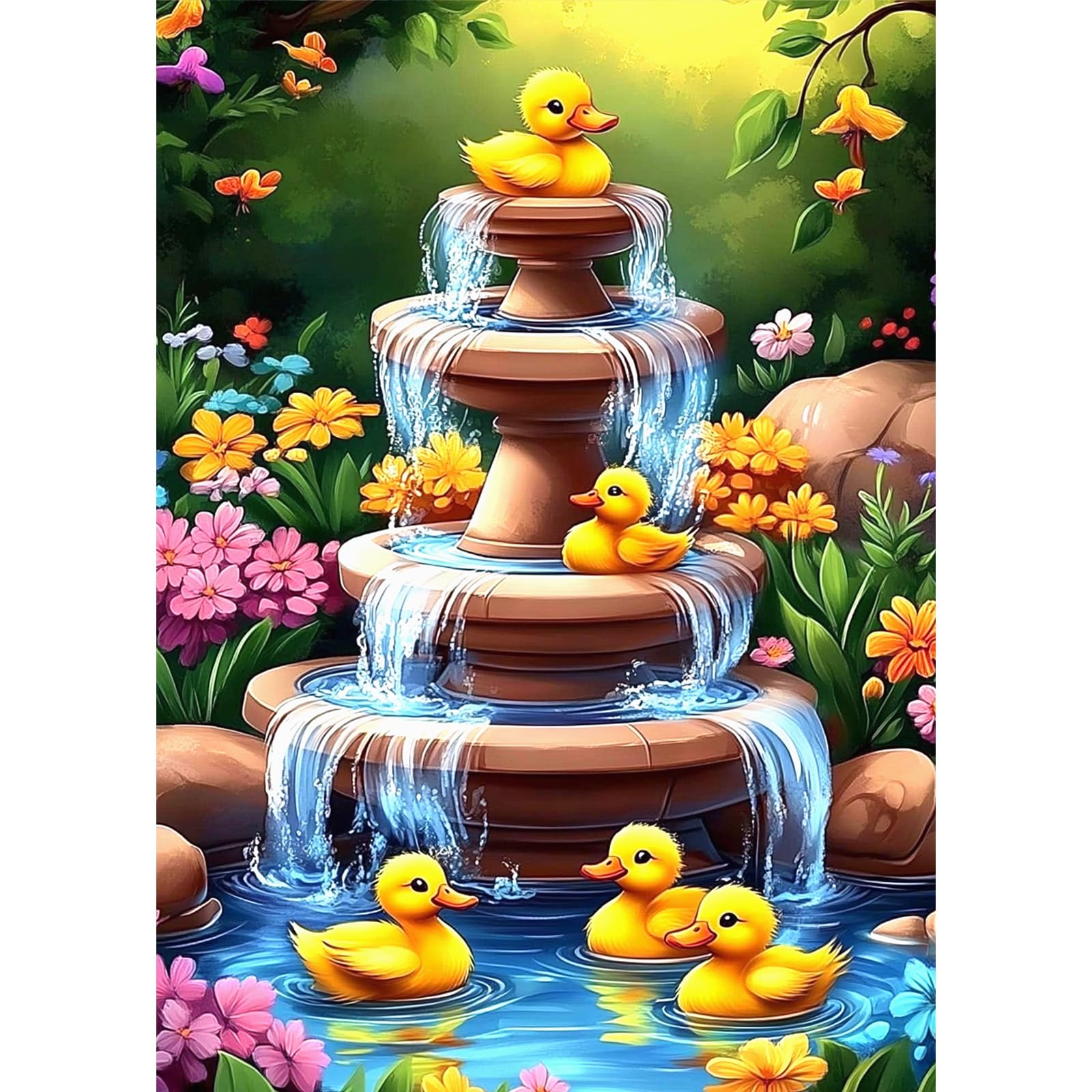 TOSTOG Diamond Painting Kits for Adults,Little Yellow Ducks 5D DIY Diamond Art Kit Full Drill Diamond Crystal Rhinestone Arts and Crafts Picture for Home Wall Decor 30x40cm