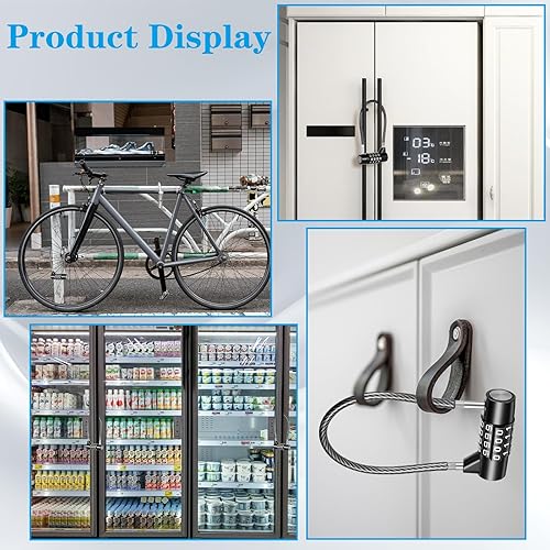 Miniatura 6 de Cerradura de cable de 4 dígitos con combinación, bloqueo de cable de acero de aleación de zinc de 7 pulgadas para taquillas, gimnasio, caja de