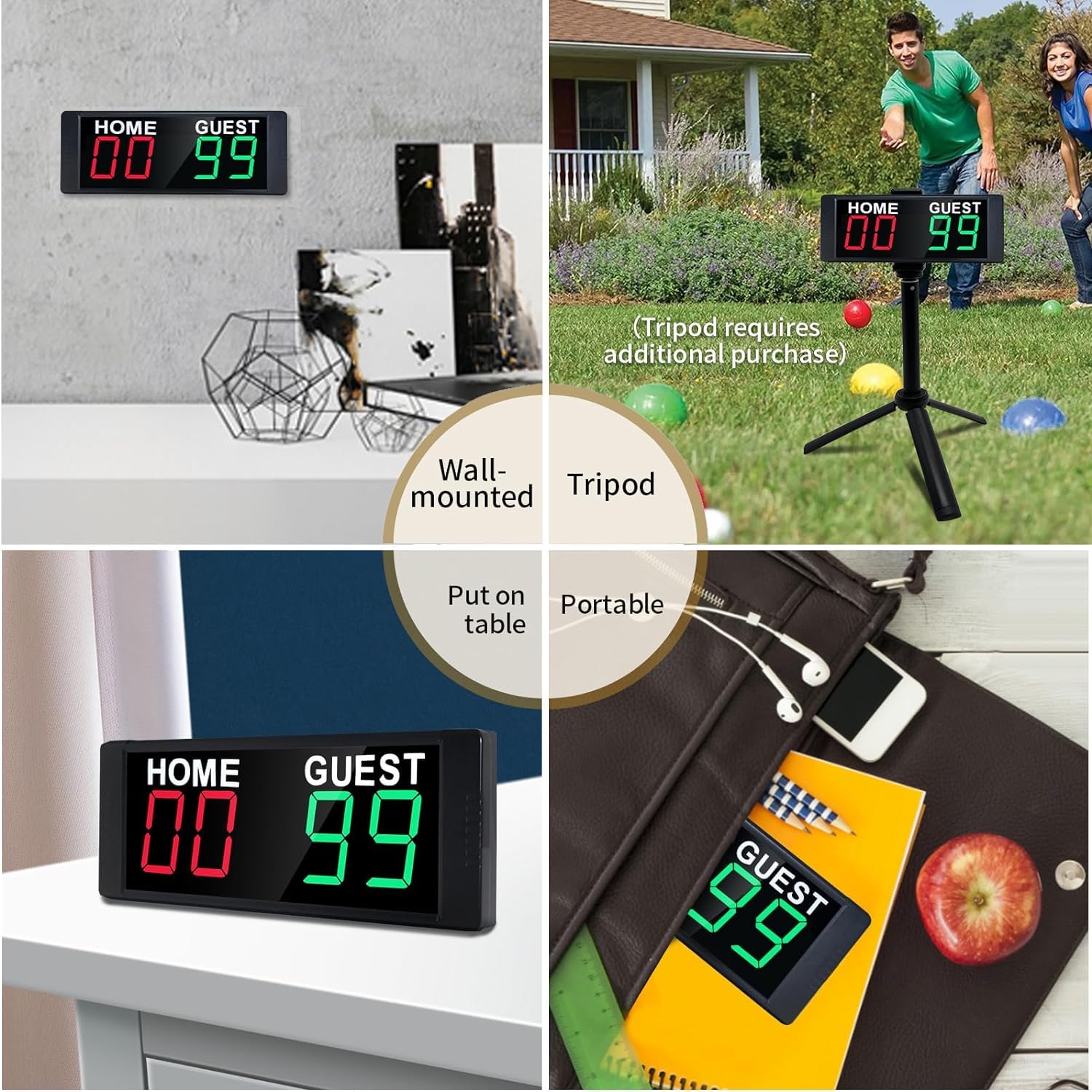 Tableau D'affichage électronique LED Gardien de Score Numérique avec Télécommande pour Basketball, Volley-Ball, Sports d'intérieur et d'extérieur. luminosité Réglable