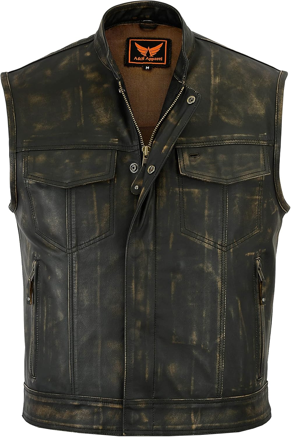 A&H Apparel Mens Genuine Cowhide Distressed Gun pocket Motorcycle Vest Classic Biker Vest A&H Apparel Mens Genuine Cowhide Distressed Gun pocket Motorcycle Vest Classic Biker Vest