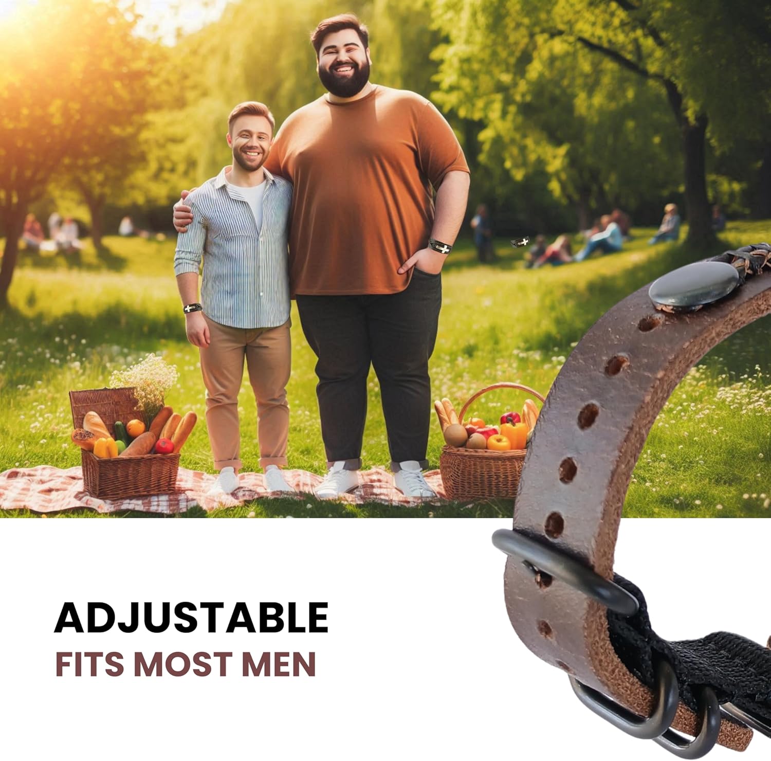 Lost Tribe Designs Christian Cross Bracelet for Men - Adjustable Buckle, Premium Leather, Strong and Sturdy, Handmade in Israel