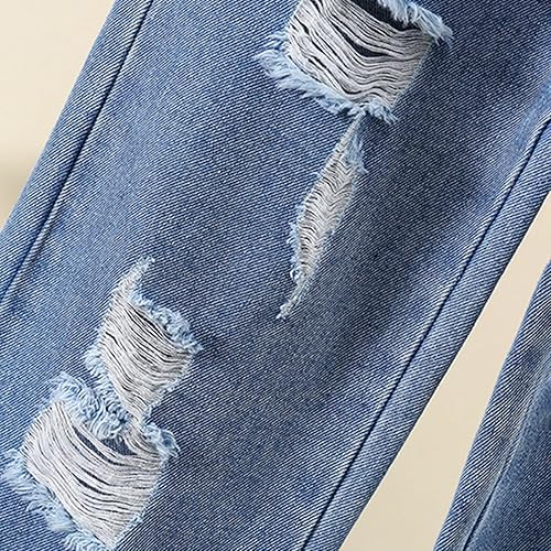 Teens Girls Ripped Baggy Jeans High Waisted Distressed Baggy Denim Pants Summer Trousers Y2K Streetwear 5-14Years(Blue,15-16 Years)