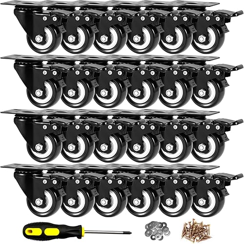 Miniatura 22 de Ruedas giratorias, ruedas de 2 pulgadas, juego de 4 ruedas resistentes, ruedas de bloqueo CLOATFET con freno (placa superior), ruedas giratorias