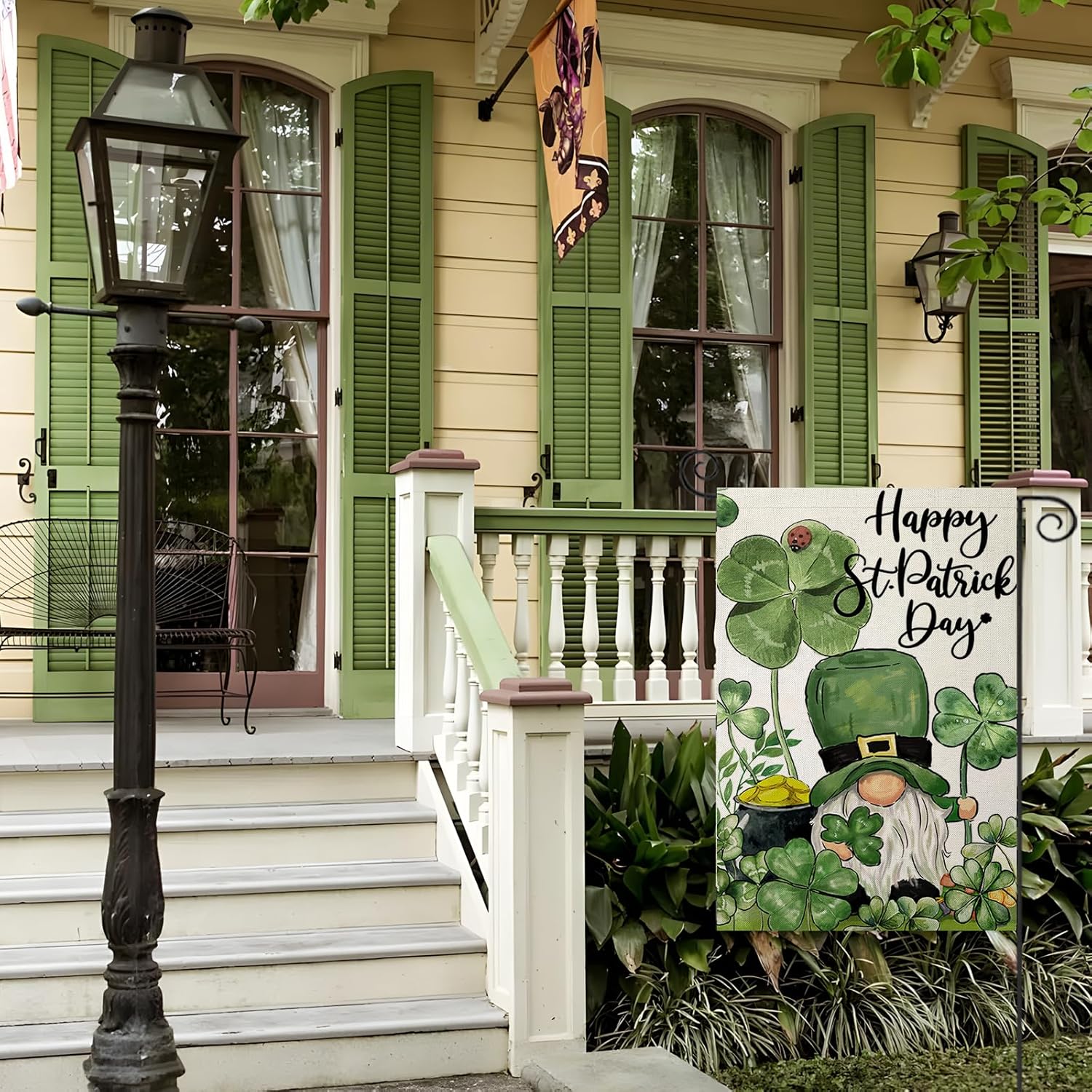 Happy St Patricks Day Garden Flags for Outside, Irish Gnome with Lucky Shamrocks Small Seasonal Decoration for Holiday Anniversary Yard Outdoor Decor 12x18 Inch Double Sided - Image 3