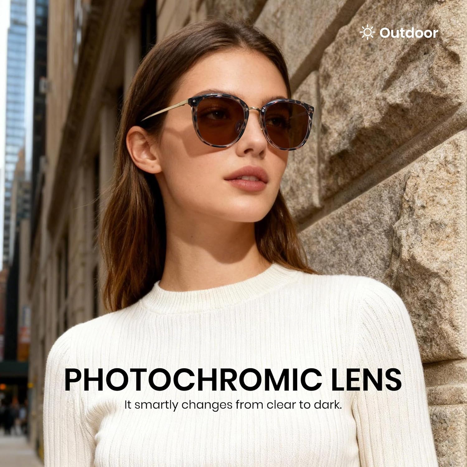 Cyxus Blue Light Glasses Photochromic Lens for Women, Fashionable Computer Glasses on Office Reduce Eye Strain Anti Migraine Great for Working Reading