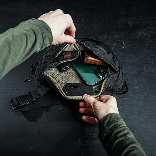 Miniatura 4 de Eberlestock Bando Bag - Tactical Men's Fanny Pack w/Adjustable Waist Belt, Zippered Pockets, Compact Lightweight Belt Bag Negro