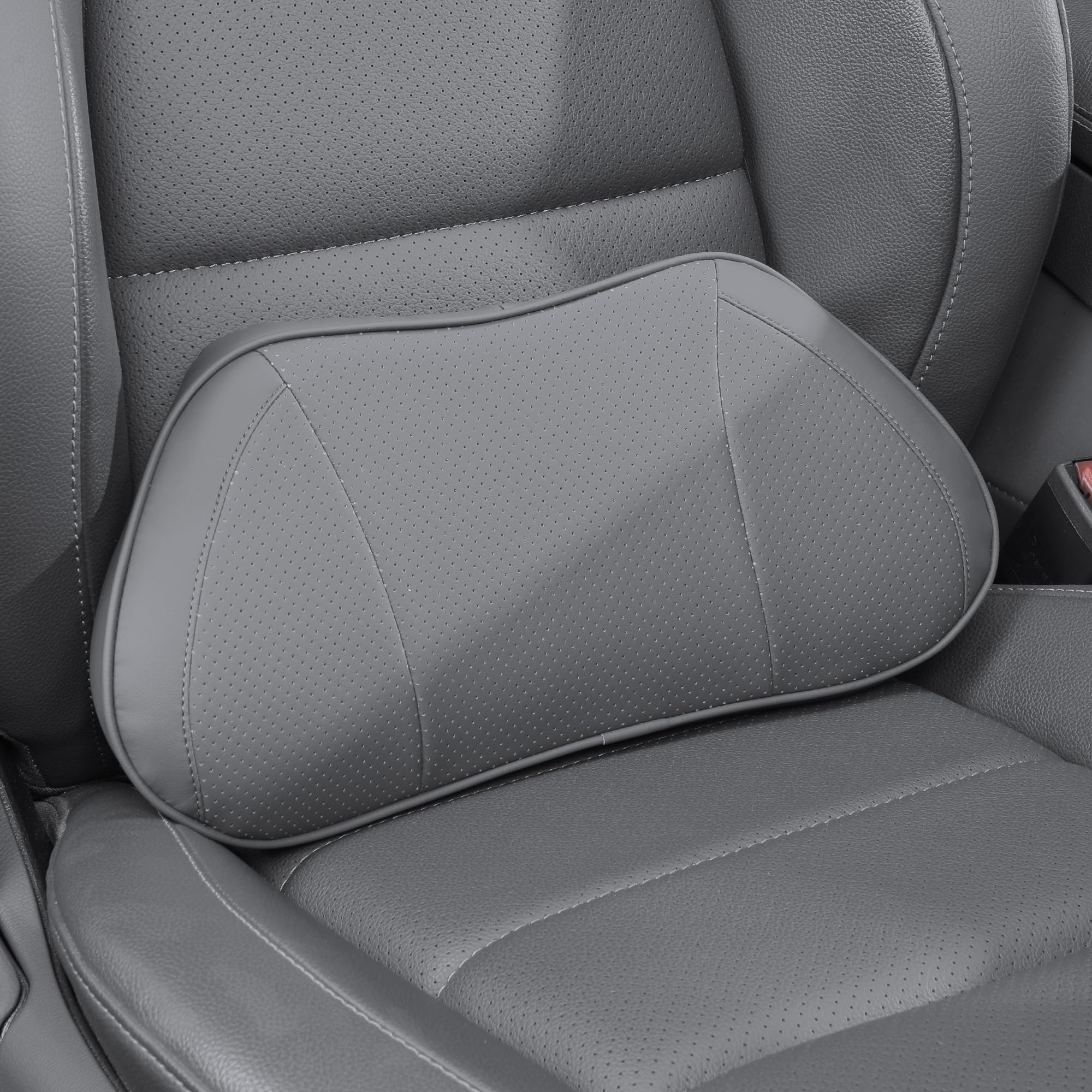 Ergonomisches Lendenkissen aus Memory Foam, RückenKissen – Verbessert Haltung & lindert Rückenschmerzen – Rückenstütze Lordosenstütze für Bürostuhl, Auto & Sofa, Grau, 1 Stück