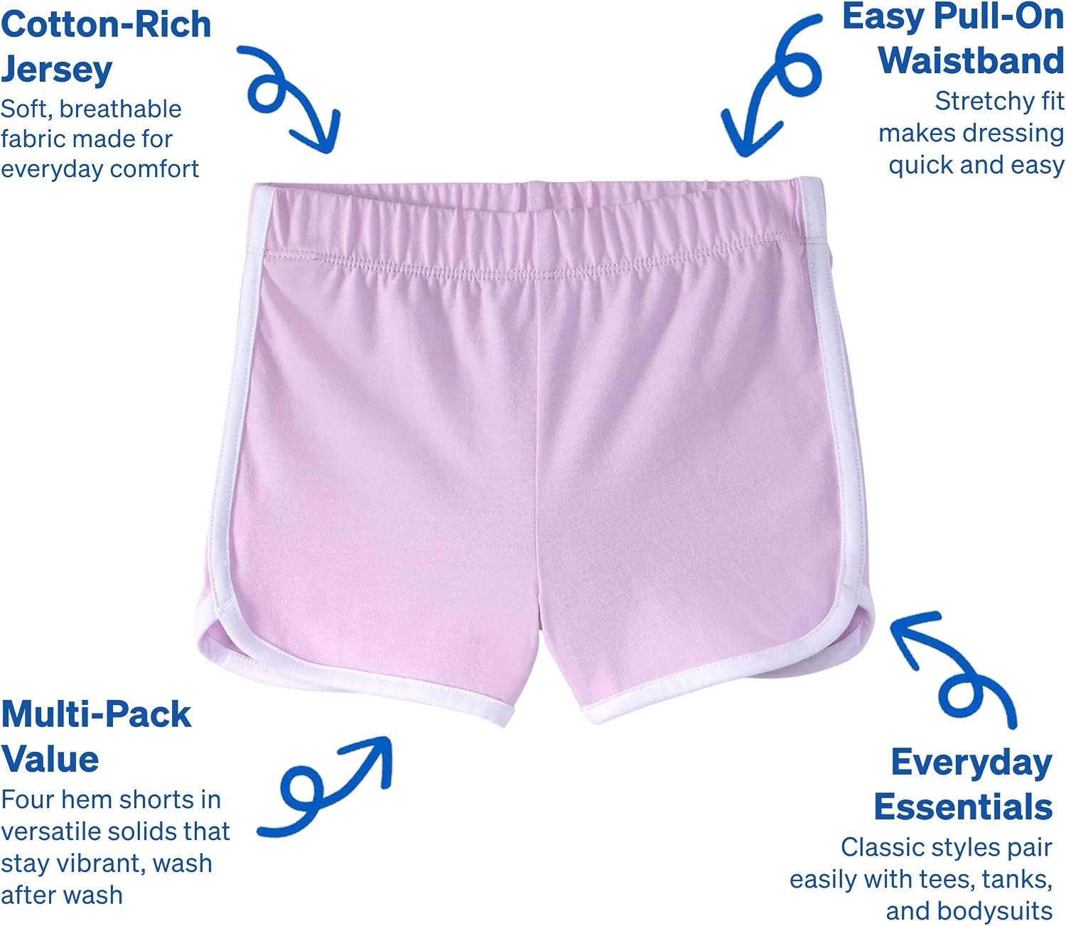 Garanimals Baby & Toddler Girl Dolphin Shorts, Size 0-6T, 4 Pack Set