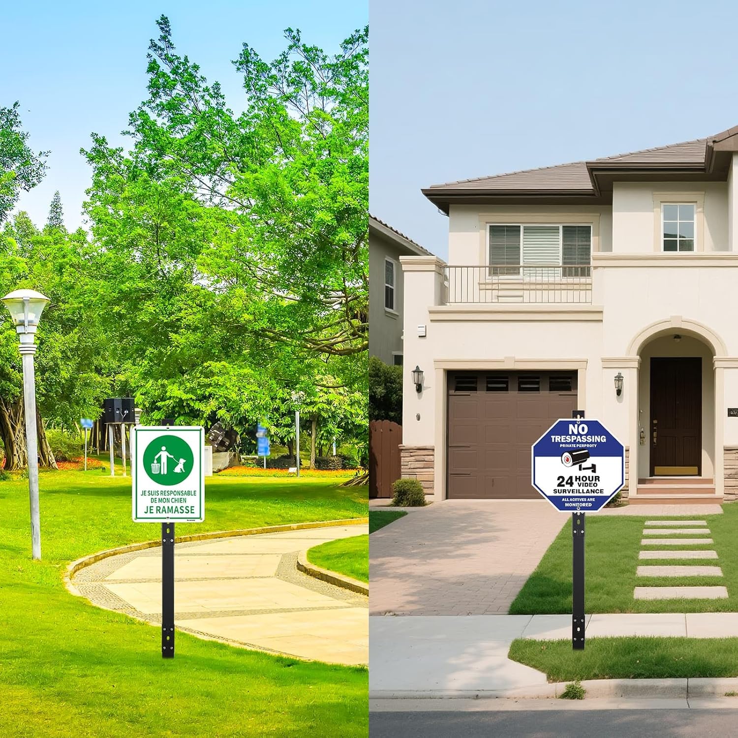 2 Pcs 52'' Heavy Duty Sign Stake, Metal Signs Posts, Sign Pole with Holes, Rust-Resistant and Durable Yard Stake for Garden Outside Schools Road Parking(Black)