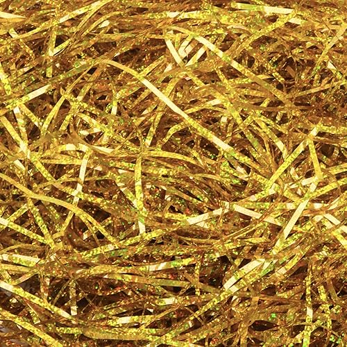 Triturado de papel de relleno de cesta de 3.53 onzas, película iridiscente brillante, cesta de PP para triturar y hebras, relleno de hierba