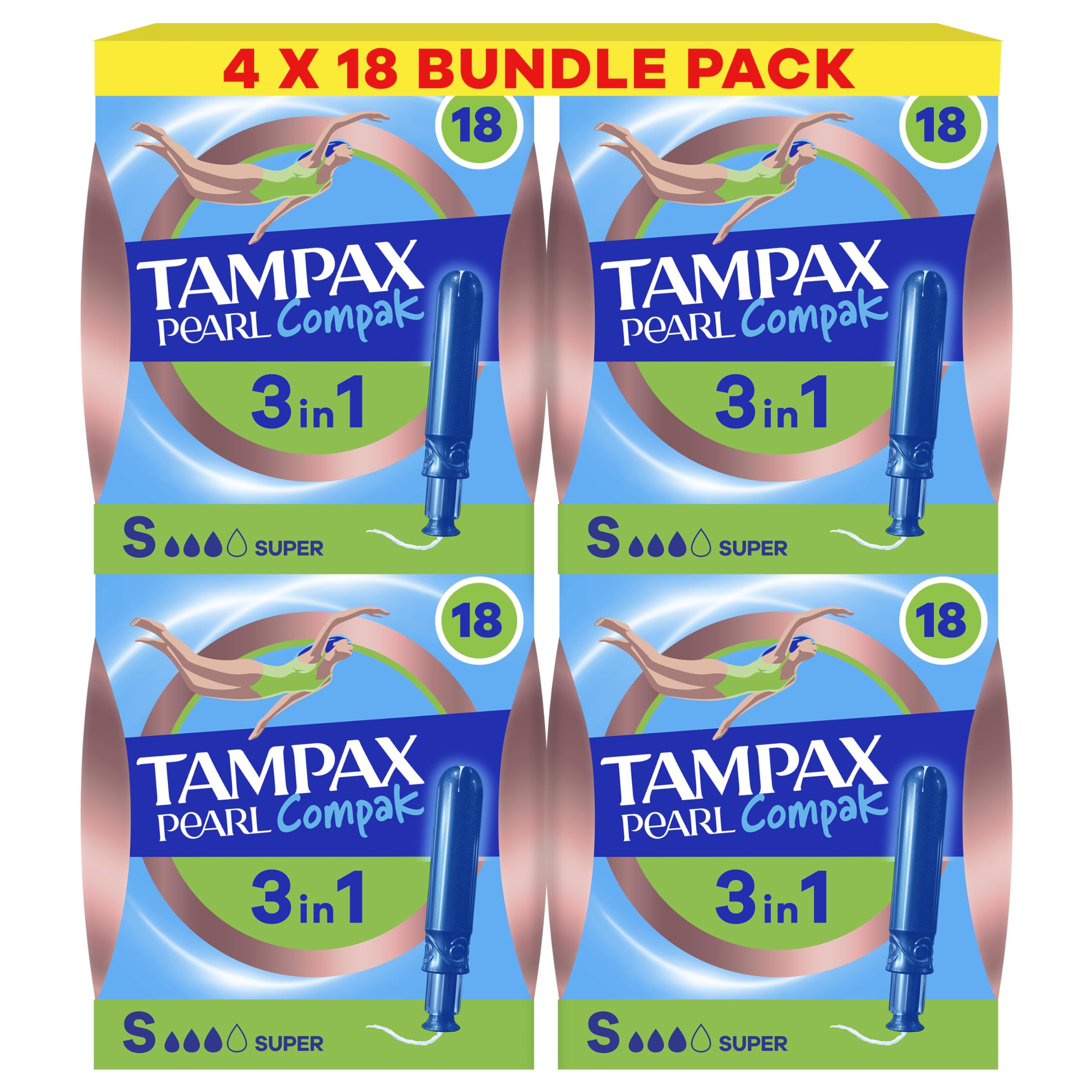 Tampax Compak Pearl Tampons Super XL 72 Pack