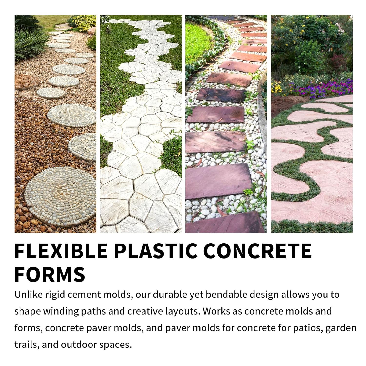 Concrete Molds for Pavers,Set of Flexible Stepping Stone Molds for Concrete,DIY Garden Pavers(8 Feet)