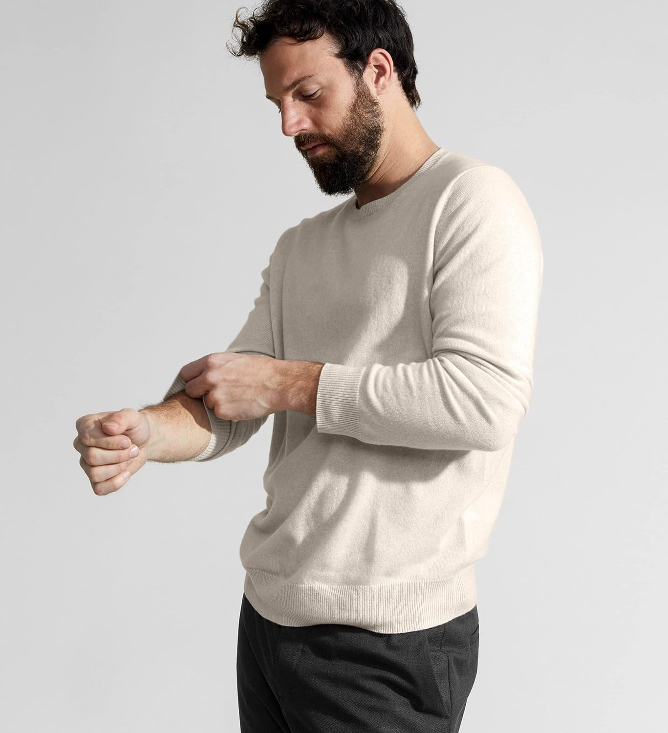State Cashmere Men's Essential Crewneck Sweater 100% Pure Cashmere Classic Long Sleeve Pullover - Image 2