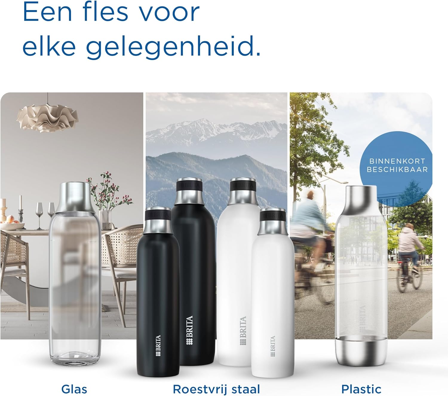 BRITA Stainless Steel Bottle Black for SodaTRIO Water Carbonator [0.65 L] - Insulated & Double-Walled Premium Stainless Steel Bottle with Stylish Silicone Ring on the Cap for Non-Slip Handling, Small