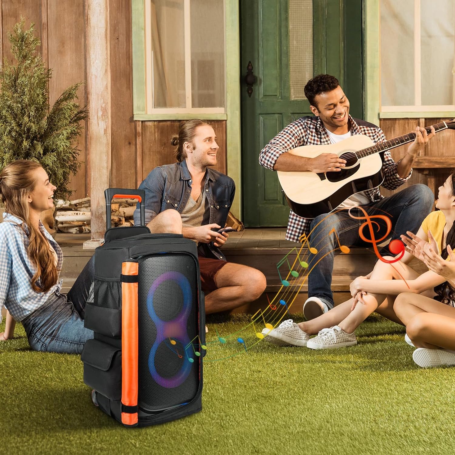 Funda para altavoz compatible con JBL PartyBox 320, bolsa de almacenamiento portátil para altavoz JBL PartyBox 310 para viajes al aire libre, negro y naranja, solo funda