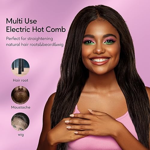 Miniatura 5 de Terviiix Peine caliente rosa de 24 quilates y plancha plana de titanio de 24 quilates