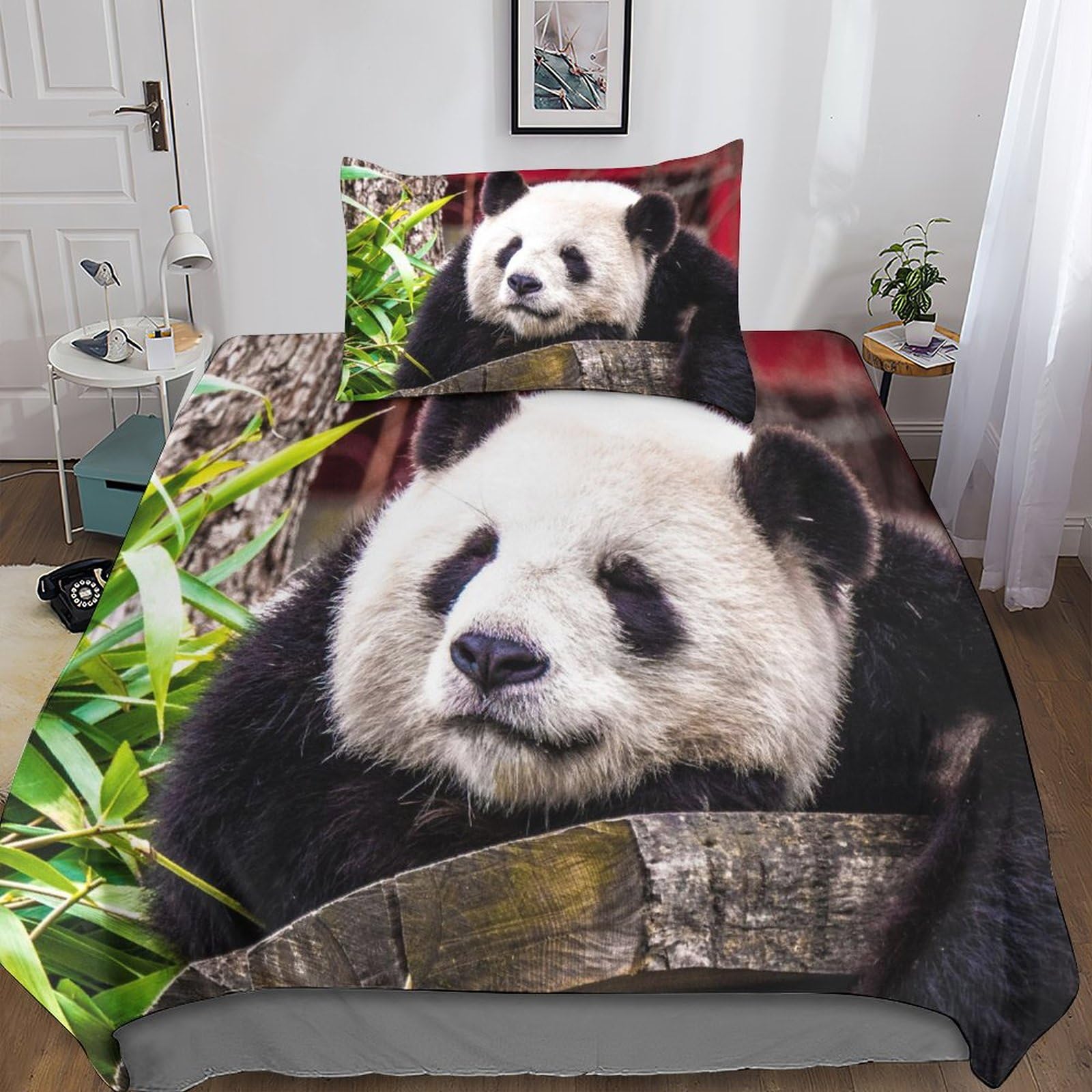 Housse de couette panda imprimé microfibre 3D parure de lit