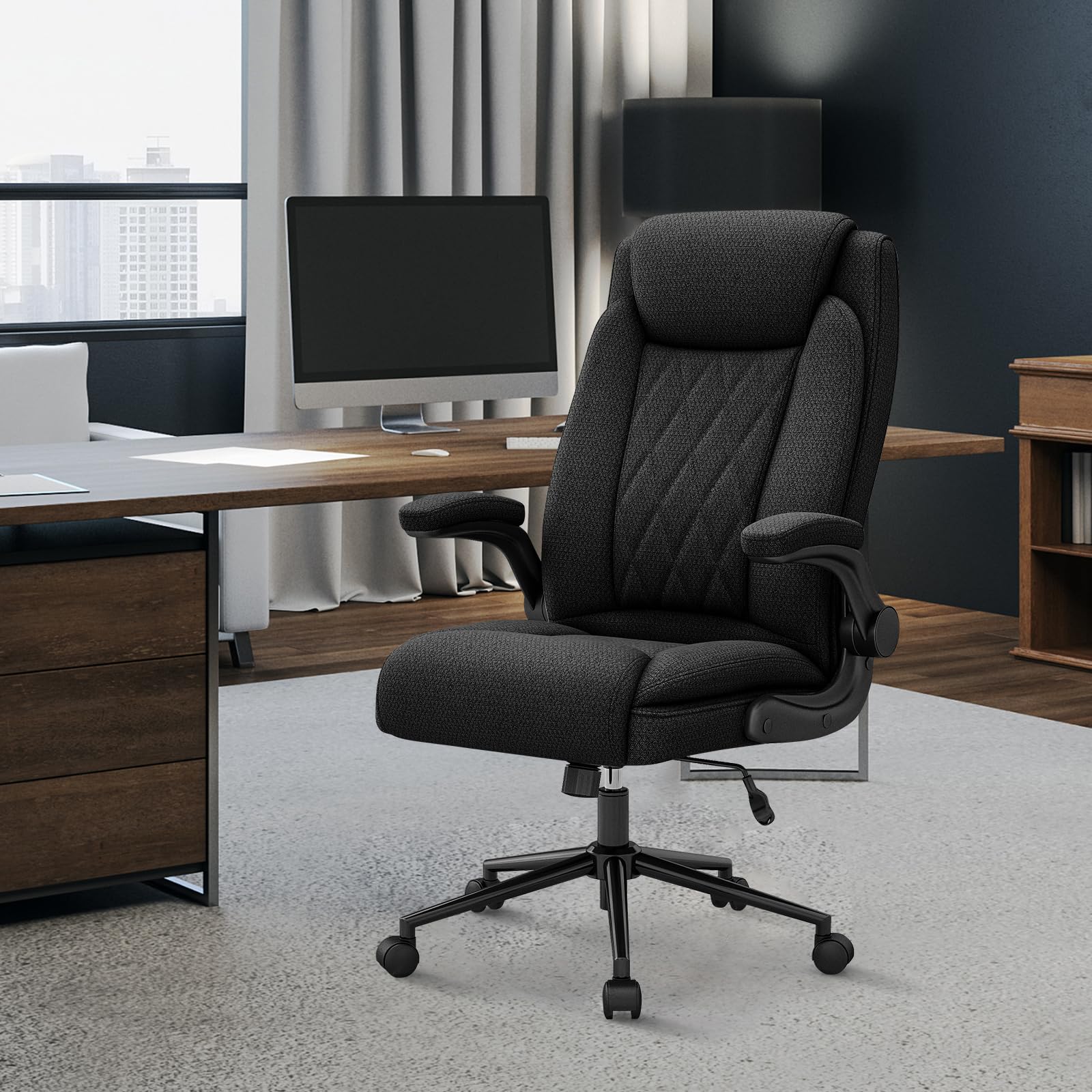 Youhauchair Ergonomic Office Chair, High Backrest Desk Chair, Black