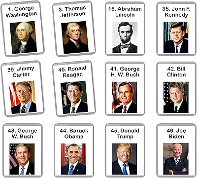 Generic United States Presidents in Order | 46 Flash Cards | American History | Presidents of The United States | Montessori Flashcards (Laminated)
