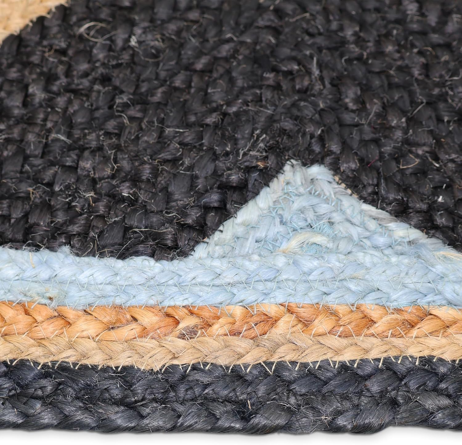 Premium Quality Jute Rug 12x15 Feet Area Rug Natural Fiber Jute Rugs Thick 0.27" Geometric Blue & White Rugs for Living Room, Kids Room, Home/Office Decor Carpet