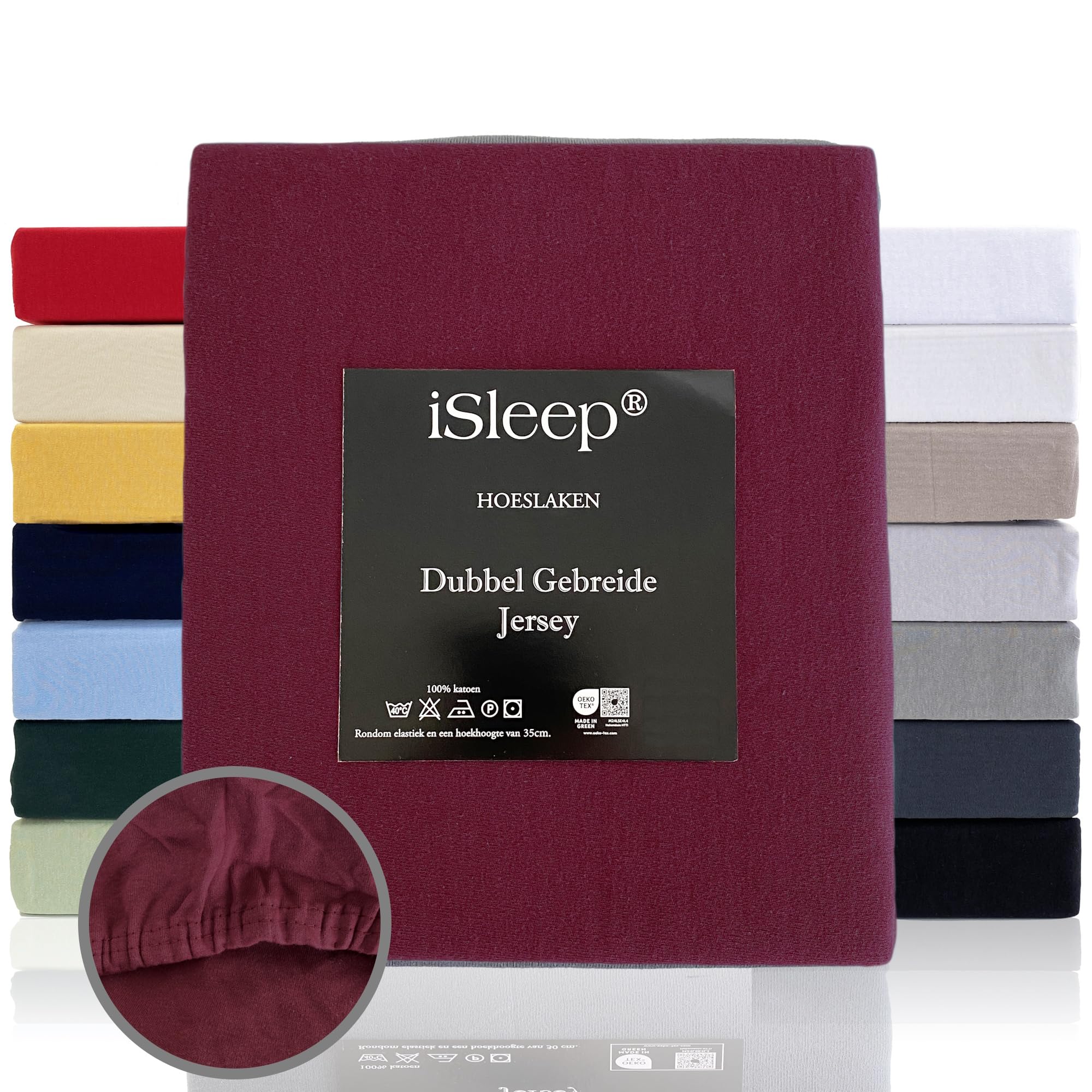 etérea extra Jersey lenzuolo con angoli 90x200-100x220 cm Bordeaux Epaisseur 20-35 cm - 100% Cotone - Oekotex materasso letto a molle - lenzuola
