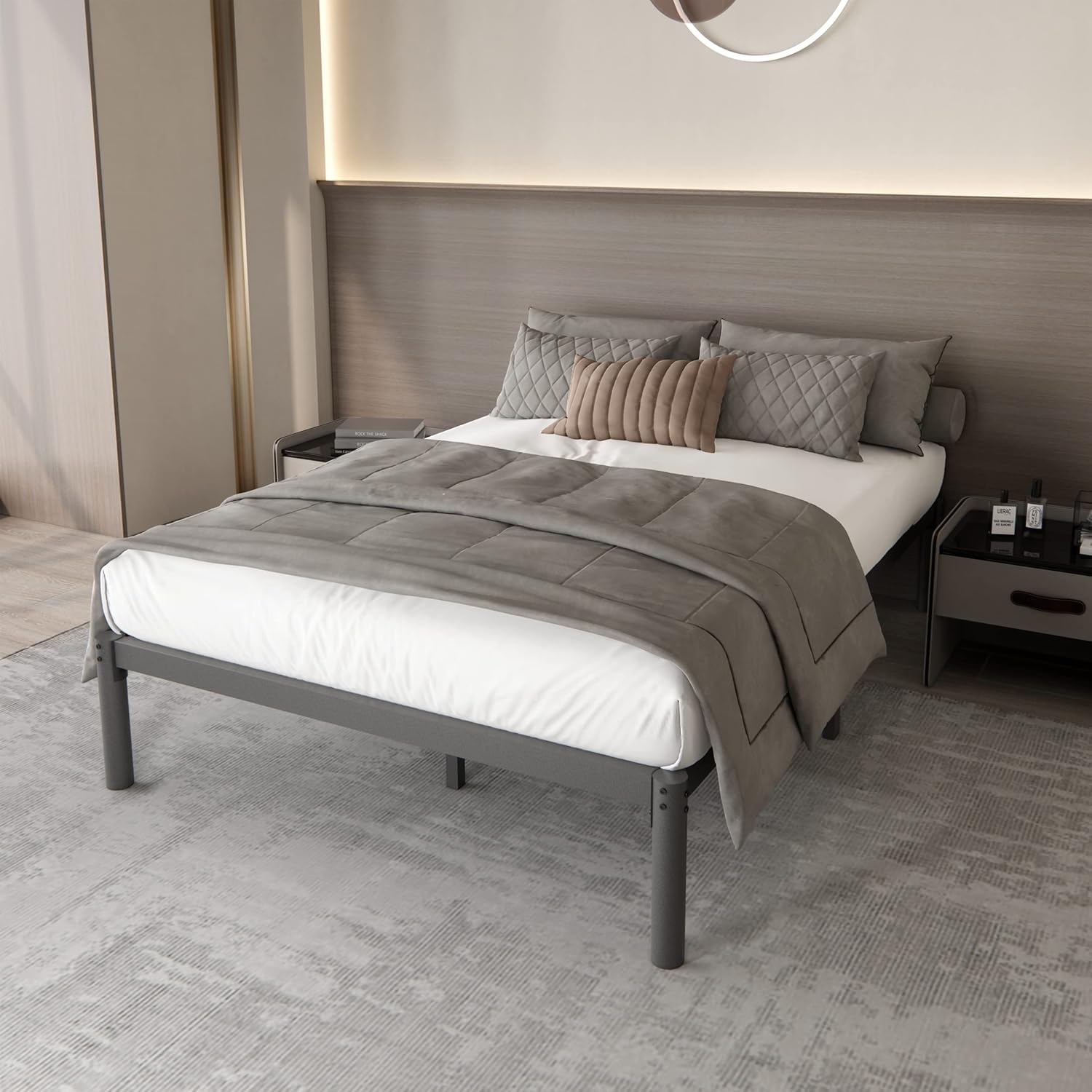 Noillats Metal Platform Full Bed Frame with 12" Reinforced