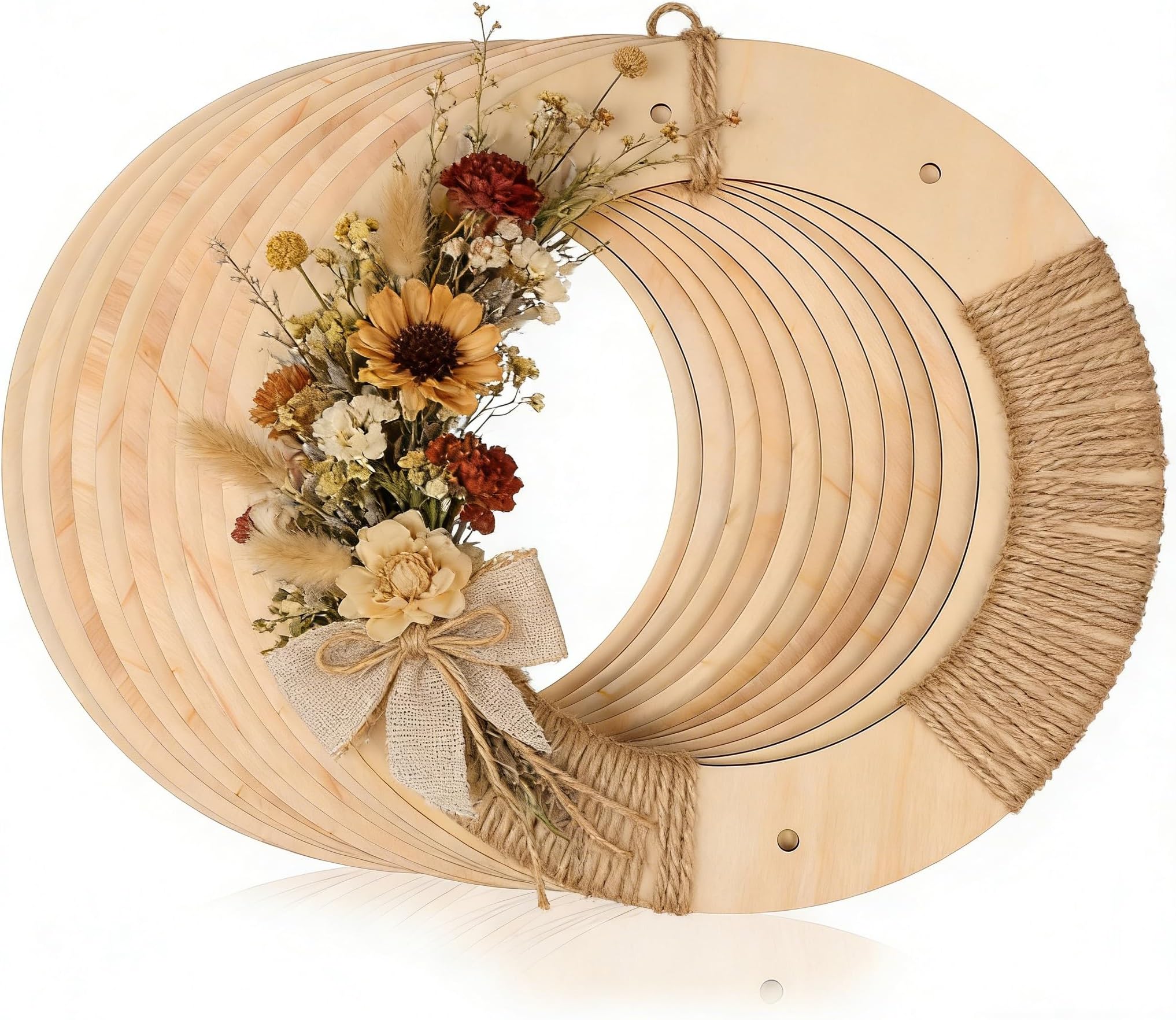 12 PCS 12 Inch Wooden Wreath Frame: Christmas Wood Wreath Form for Crafts - 3mm Thickness Unfinished Wooden Wreaths Ring for Floral Arrangements, Front Door, Wall Decor, Fireplace, Centerpieces, Props
