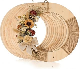 12 PCS 12 Inch Wooden Wreath Frame: Christmas Wood Wreath Form for Crafts - 3mm Thickness Unfinished Wooden Wreaths Ring for Floral Arrangements, Front Door, Wall Decor, Fireplace, Centerpieces, Props