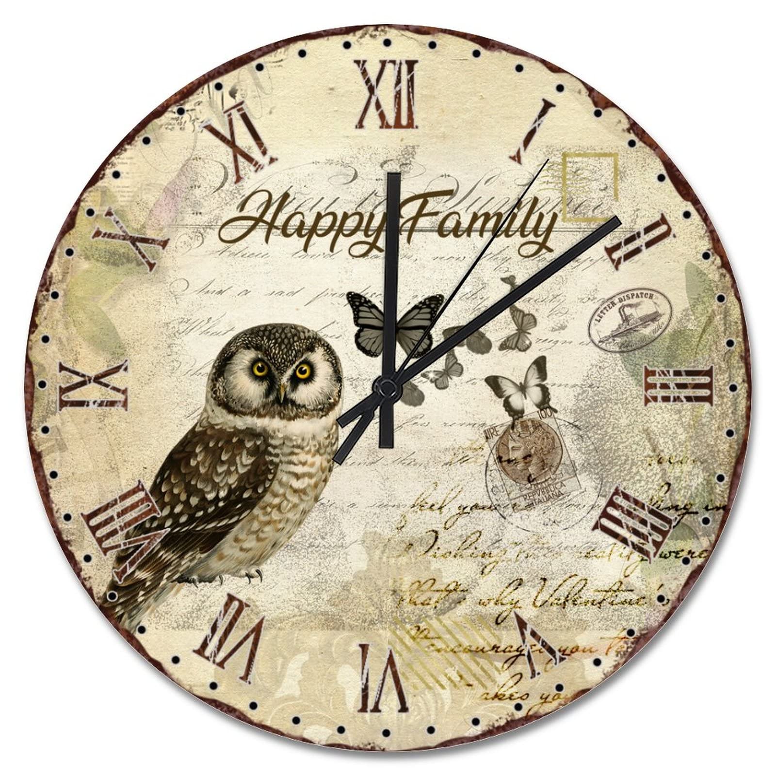 Horloge murale de cuisine style campagne hibou pour la maison