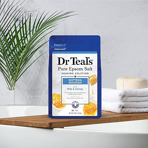 Miniatura 6 de Dr. Teal's Soften & Nourish Solución de baño de sal de Epsom con leche y miel, 48 oz (el empaque puede variar)