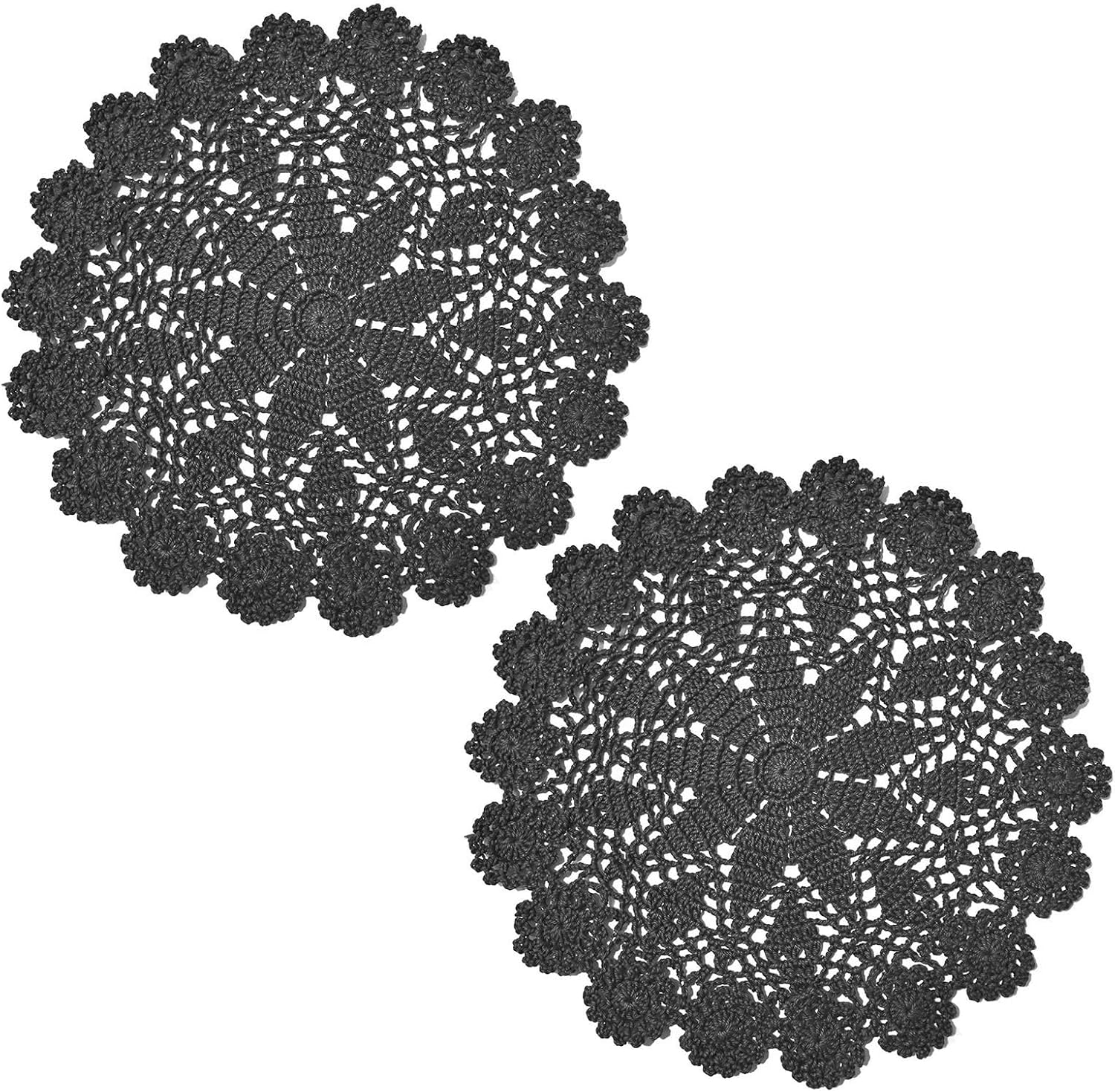 SUNONE11HKA 12" Lace Flowers Coasters Crochet Doilies Table Placemat Washable Kitchen Round Decor Floral Coffee Doily (4, Deep Blue)